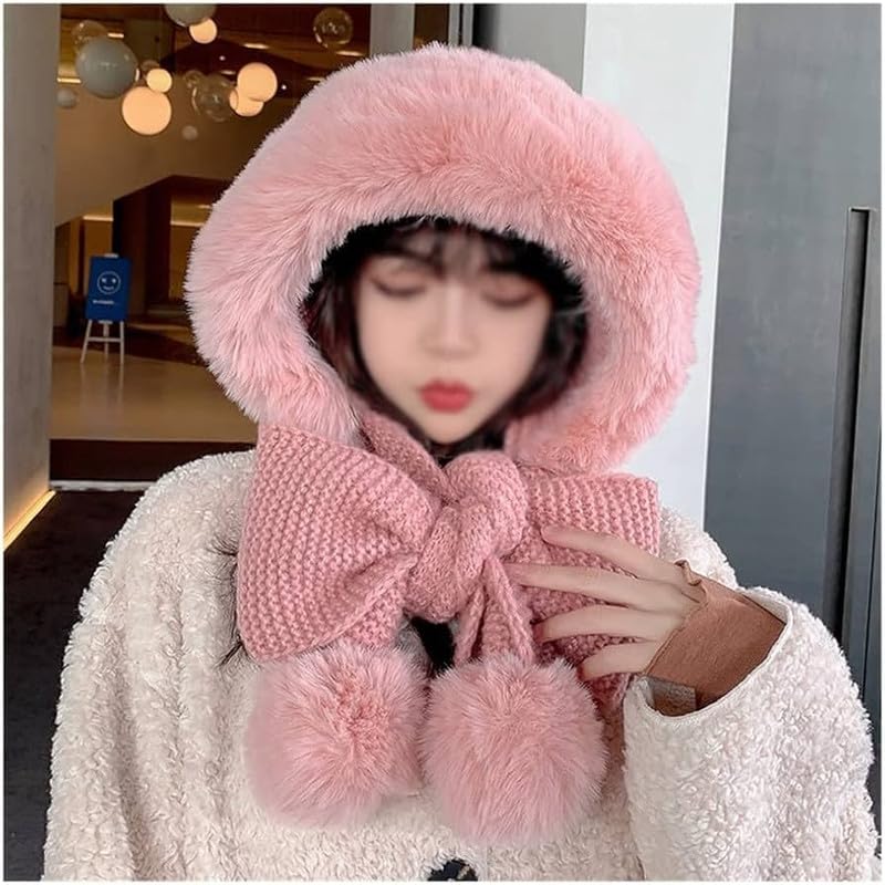 Richmen Winter Cap for Women Woolen Cap Attached with Mufflers for Girls & Ladies Stylish Soft Knitted Fleece Lined Pom-Pom Hat Warm Caps for Women Winter Wear - Image 1