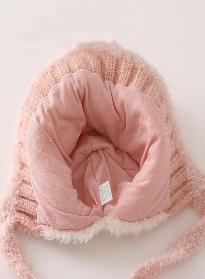 KORADI Girls Animals Knit Hats Winter Plush Beanies Hat Boys Warm Earflap Cute Cartoon Ski Cap Kid with Pom 2-12 Years Pink - Image 4