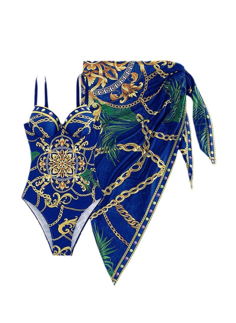 NADANBAO One-piece swimsuit women's printed cover-up beach outdoor swimsuit set - Image 1