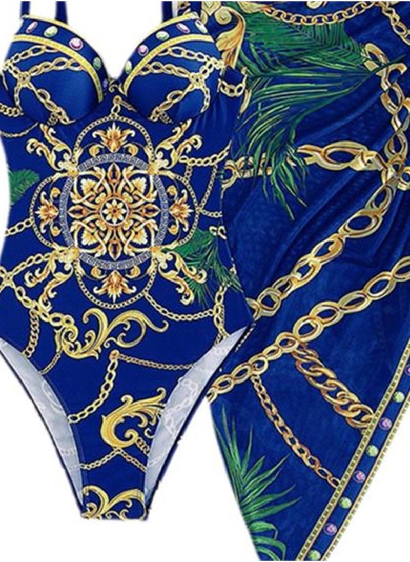 NADANBAO One-piece swimsuit women's printed cover-up beach outdoor swimsuit set - Image 3