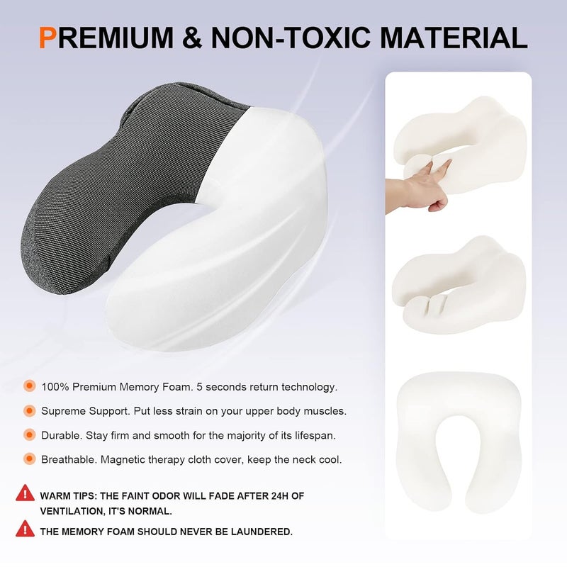 BLURISM BLURISM Pillow for Travel Memory Foam Hooded Travel Pillow Comfortable Neck Support Pillow with Hoodie for Plane Cars Trains Office Flight Travel Cushion for Sleeping  - Image 4