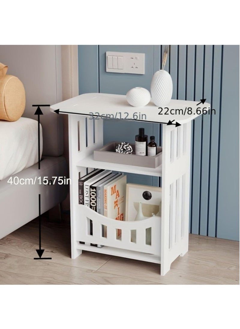 Hihonor Night Stand, Side Table 3-Tier Wooden End Table 12.6x8.7x15.8in Rectangular Night Stand Modern Minimalist Side Tables for Bedside Living Room Bathroom, Bed Side Table  - Image 2