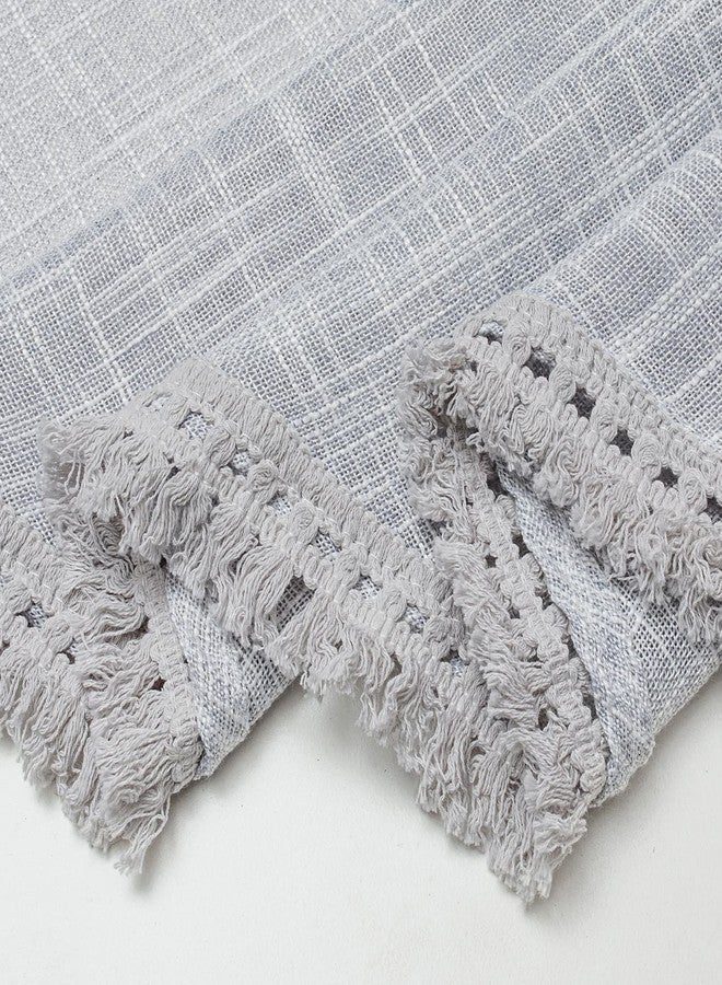BD BEDA HOME ستارة Beda Home Tassel Linen Textured Swag لمطبخ المنازل الريفية؛ ستارة قصيرة ريفية تسمح بمرور الضوء، مناسبة للنوافذ الصغيرة، توفر خصوصية إضافية لغرفة النوم، تصميم جيب للعمود (رمادي فاتح 36x36-2PCs) - Image 4