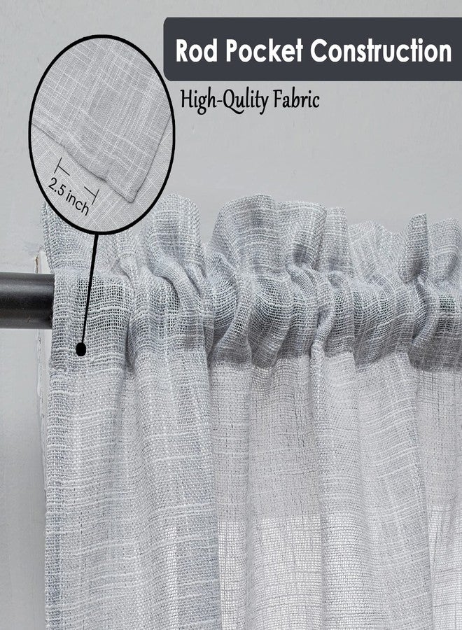 BD BEDA HOME ستارة Beda Home Tassel Linen Textured Swag لمطبخ المنازل الريفية؛ ستارة قصيرة ريفية تسمح بمرور الضوء، مناسبة للنوافذ الصغيرة، توفر خصوصية إضافية لغرفة النوم، تصميم جيب للعمود (رمادي فاتح 36x36-2PCs) - Image 2