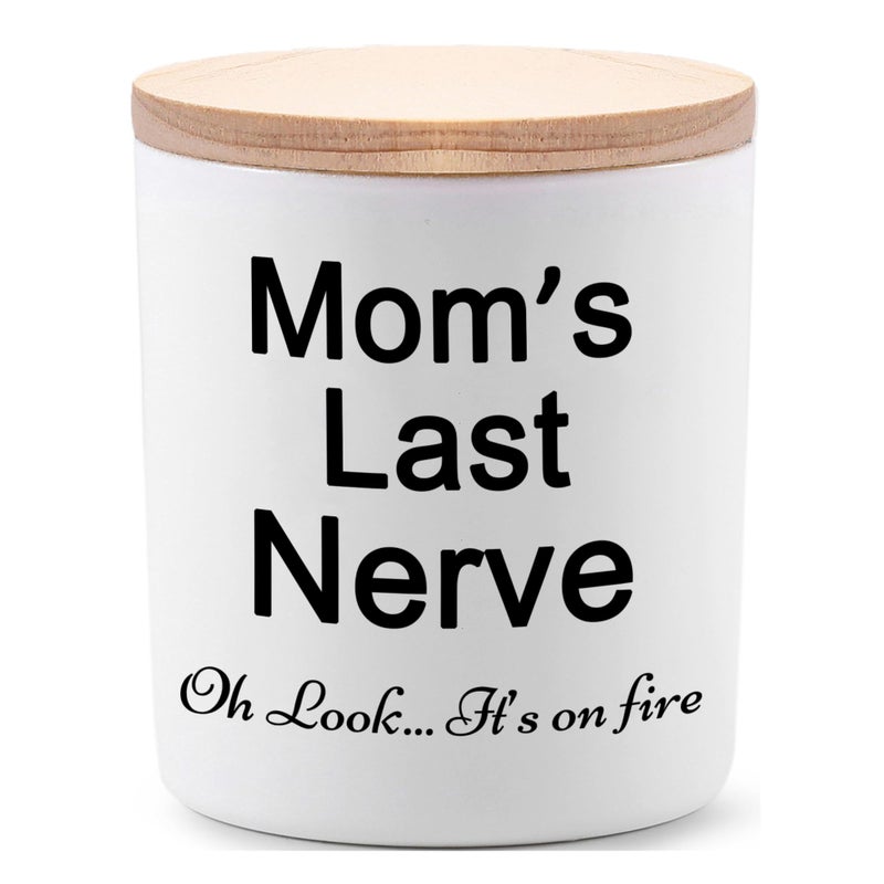 BFJLIFE Candle Gifts for Mom from Daughter Son Funny Cool Unique Mothers Day Christmas Birthday Gifts for Mom Stocking Stuffers Moms Last Nerve Oh Look Its On Fire Lavender Scented Soy Candle - Image 1