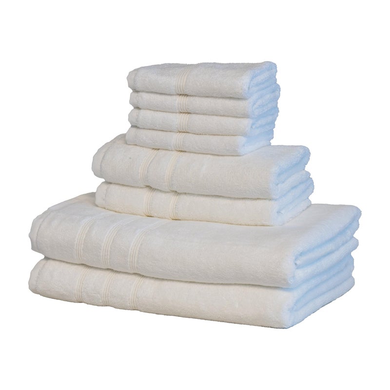 Mosobam Luxury Turkish 8pc Towel Set 30X58 16X30 13X13 White 700 GSM Bamboo Viscose  Aegean Turkish Combed Cotton