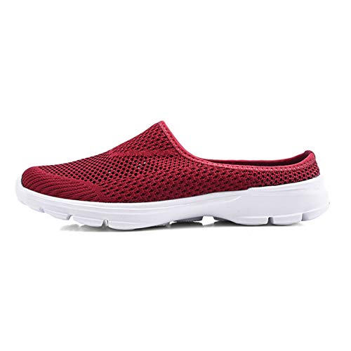 ChicWind Womens Breathable Mesh Walking Mules Sneakers Open Back Slip On Shoes Red 8 - Image 2