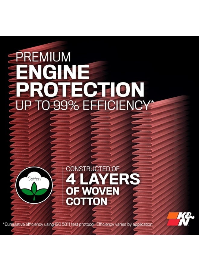 K&N K&N High-Flow Original Lifetime Engine Air Filter: Increase Power: Premium, Washable: Compatible with 2003-2021 Subaru: (See Product Description for Select Models) 33-2304  - Image 2