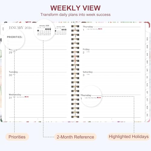 VALOME 2026 Planner, Weekly and Monthly Calendar Academic Planner, Jan 2026 - Dec 2026, Planning Agenda Book for Desk Accessories and School Supplies - A5 (6.3'' x 8.5'') - Image 3