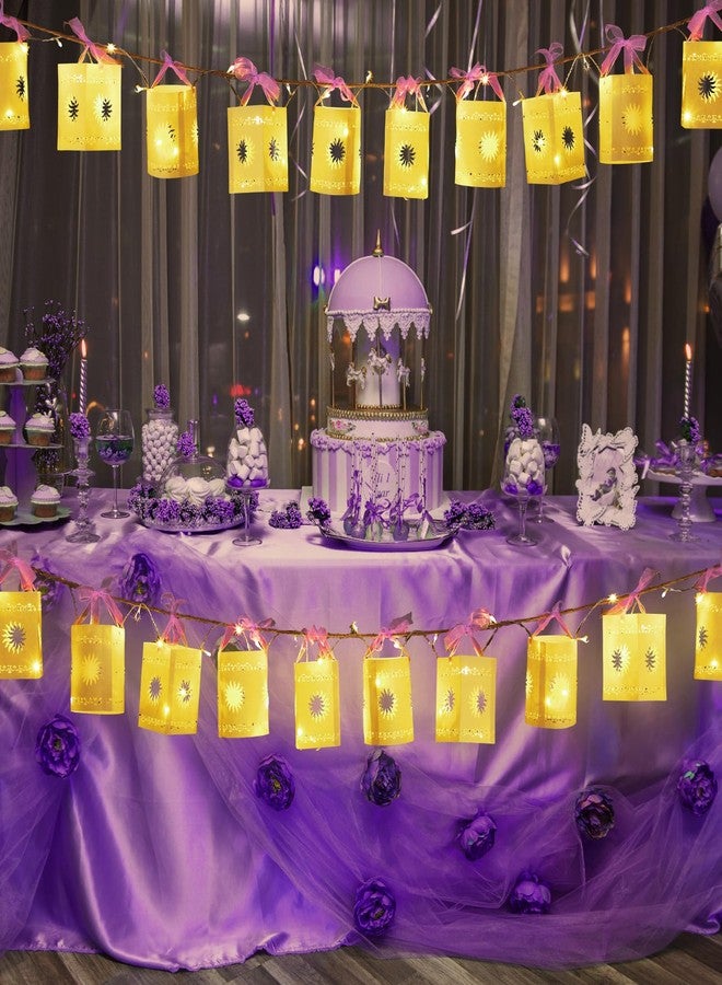 Beeveer 20 Pack Princess Sun Hanging Lanterns DIY Set Purple Princess Hanging Paper Lanterns Purple Sun Cutout Square Round Decorations for Photo Props Birthday Party(Classic Color) - Image 5
