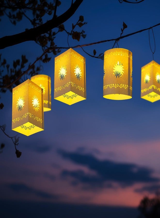 Beeveer 20 Pack Princess Sun Hanging Lanterns DIY Set Purple Princess Hanging Paper Lanterns Purple Sun Cutout Square Round Decorations for Photo Props Birthday Party(Classic Color) - Image 3