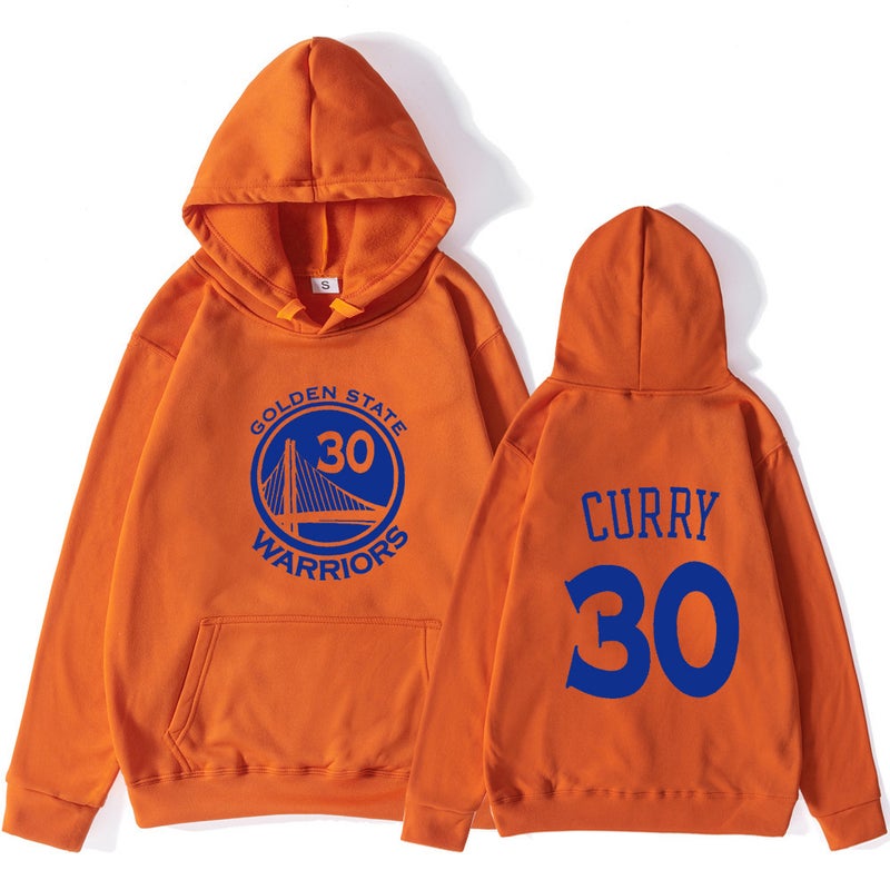 2021 cross-border NBA basketball sweater Warriors team 30 curry sports sweater mens trendy hoodie men Orange 