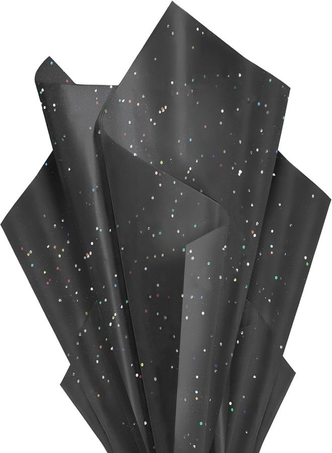 Ueerdand Black Glitter Tissue Paper for Gift Bags 36 Sheets 20 x 20 Inch - Recyclable Wrapping Paper for Weddings, Birthdays, Party & Festival Decorations DIY Craft Supplies - Image 1