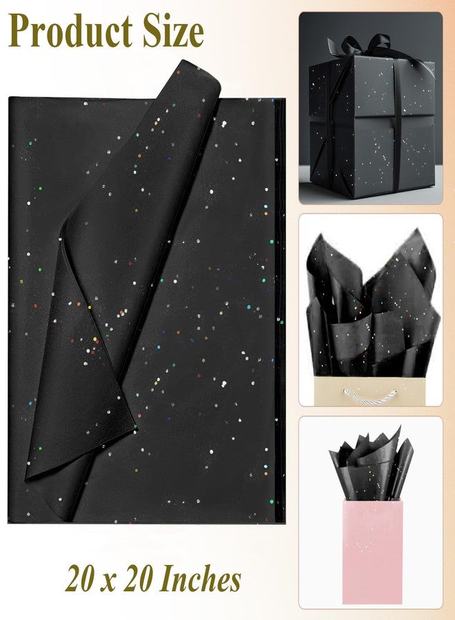 Ueerdand Black Glitter Tissue Paper for Gift Bags 36 Sheets 20 x 20 Inch - Recyclable Wrapping Paper for Weddings, Birthdays, Party & Festival Decorations DIY Craft Supplies - Image 2