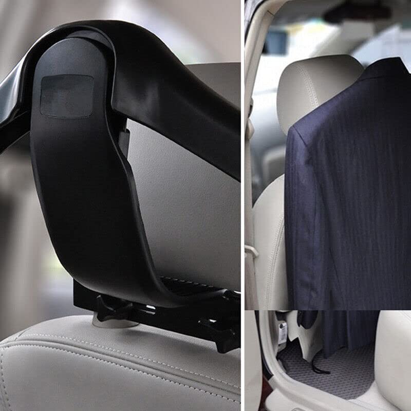 JUGTE Multi-Purpose Car Coat Clothes Jacket Dress Shirts Suit Tie Cap Hanger Hook Headrest Mount Seat Back Organizer Black Car Seat Headrest Hanger for Blazer Coat Jackets Suits Shirts (Pack of 1) - Image 2
