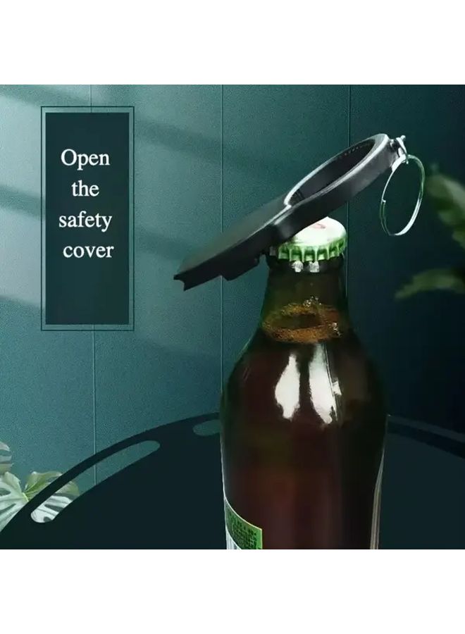 Black Portable 3 In 1 Bottle Opener Keychain For Beer And Water Bottles Ergonomic Design - Image 2