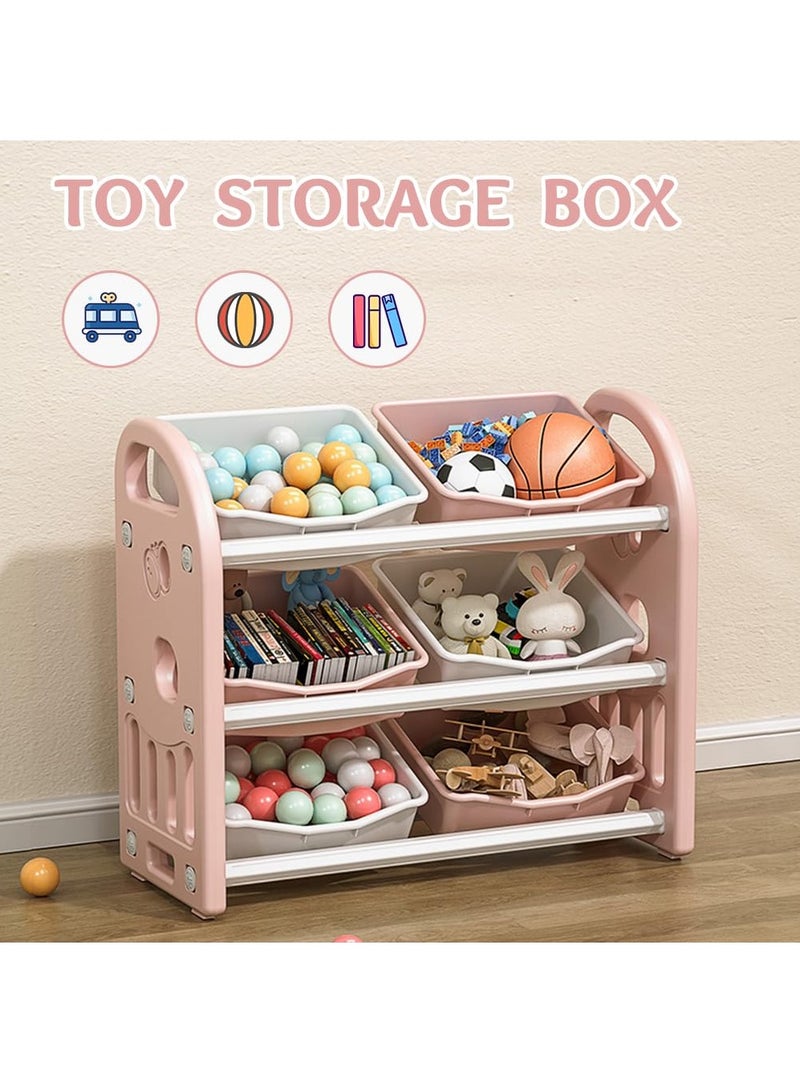 Bukela Kids Toy Storage Organizer, 3-Tier Shelves Multi-Functional Kids Storage Organizer with 6 Removable Bins Large Storage Capacity for Boys Girls Bedroom Playroom, Nursery - Image 1