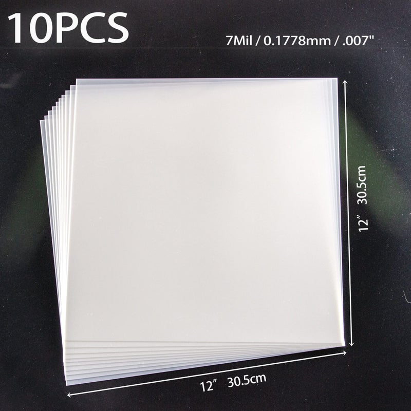 neglex 10PCS 7mil Blank Mylar Stencil Sheets,12X12 inch Milky Translucent PET Blank Stencils Sheets,Template Material for Cutting Machines, Laser Cutting, Food-Safe Craft Plastic - Image 2