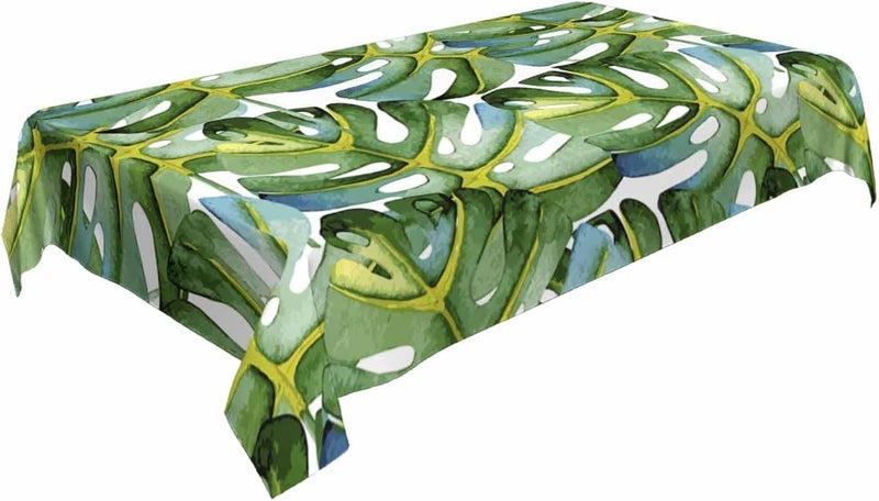 TKS MITLAN Large Green Leaf Tablecloth 60x84 Inch Rectangular Tropical Palm Tree Summer Art Bright Oil Painting Oblong Table Cloth Kitchen Table Decorations for Home Dinner Party - Image 3