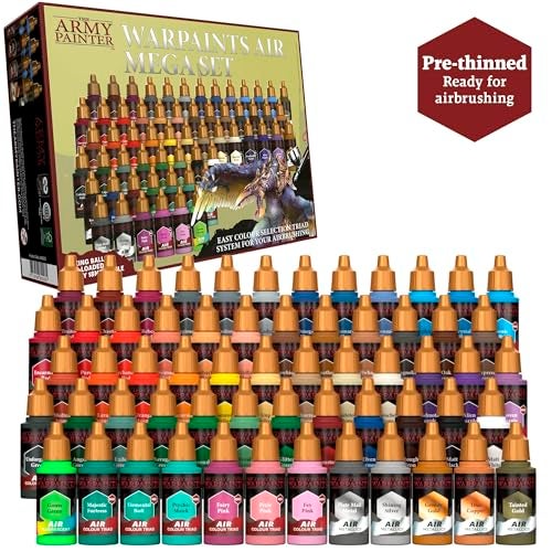 The Army Painter, Warpaints Air Mega Set Combo, 60 x 18ml Pre-thinned Acrylic Airbrush Paints, Incl. 9 Metallics, 1 Fluo & 1 Project Paint Station - Air Brush Miniature Model Paint for Dnd & Warhammer - Image 2