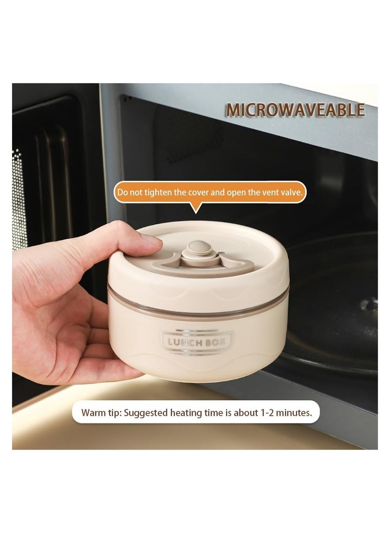 Stainless Steel Lunch Box with Cutlery Portable Lunch Box Microwave Heatable Multi-Layer Bento Box with Insulated Bag for School Office(Beige) - Image 5