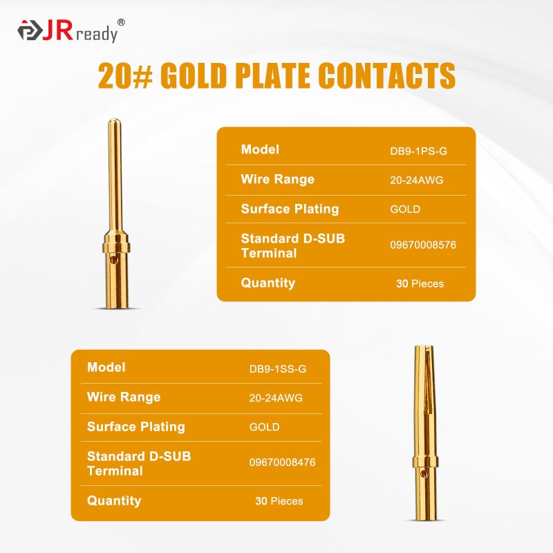 JRready ST6239 Gold Plate Terminal DB9 Connector pin barrle 2050891 and 2050901 DSUB Crimp Connector Crimp contacts30 Pin and 30 Socket - Image 3