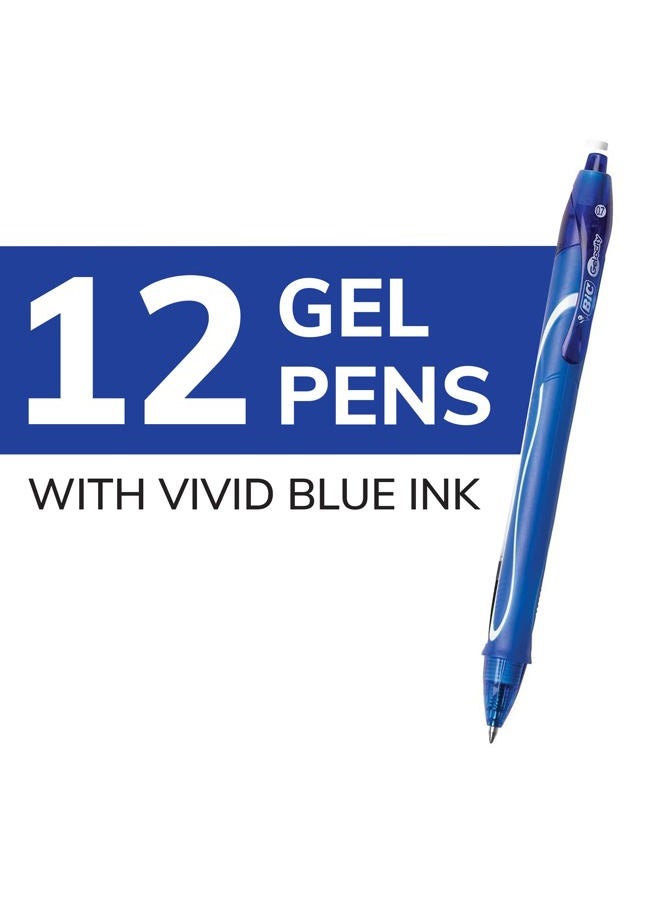 Bic Gelocity Quick Dry Blue Gel Pens, Medium Point (0.7mm), 12-Count Pack, Retractable Gel Pens With Comfortable Full Grip - Image 2