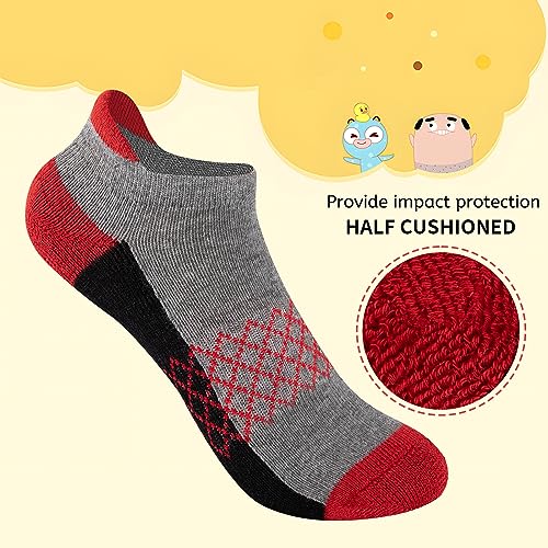 Comfoex Boys Socks 6 Pairs Ankle Athletic Sock Half Cushioned Low Cut Socks For Little Big Kids - Image 4