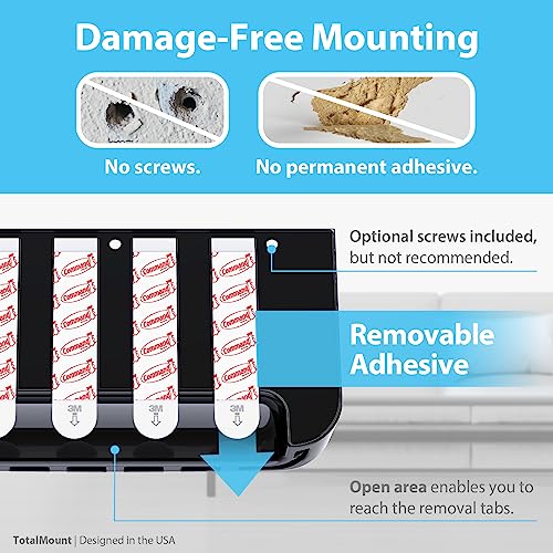 TotalMount Hole-Free Remote Holder – Eliminates Need to Drill Holes in Your Wall (Premium Black Holder for 3 or 4 Remotes) - Image 4