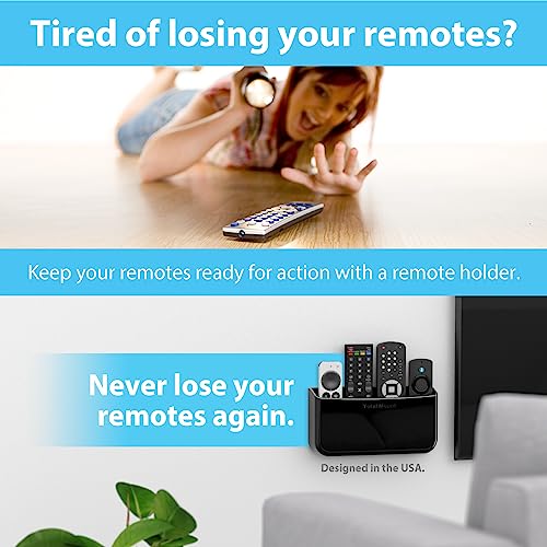 TotalMount Hole-Free Remote Holder – Eliminates Need to Drill Holes in Your Wall (Premium Black Holder for 3 or 4 Remotes) - Image 2