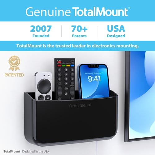 TotalMount Hole-Free Remote Holder – Eliminates Need to Drill Holes in Your Wall (Premium Black Holder for 3 or 4 Remotes) - Image 5