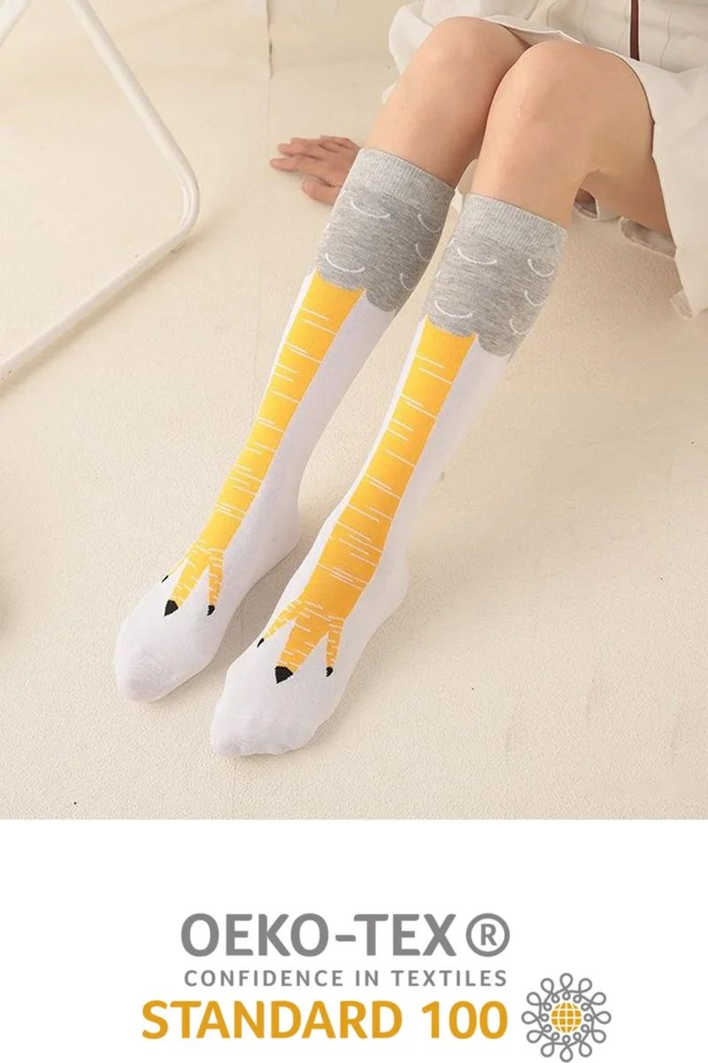 بي جي كي Single Unisex Chicken Feet Patterned Knee Socks
