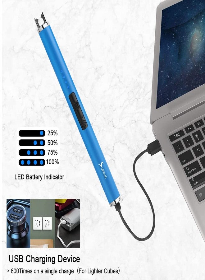 SUPRUS Fluorescent Lighter Glows in The Dark USB Lighter Rechargeable Windproof Pocket Size for Candle Cooking BBQ in Party (Blue) - Image 5