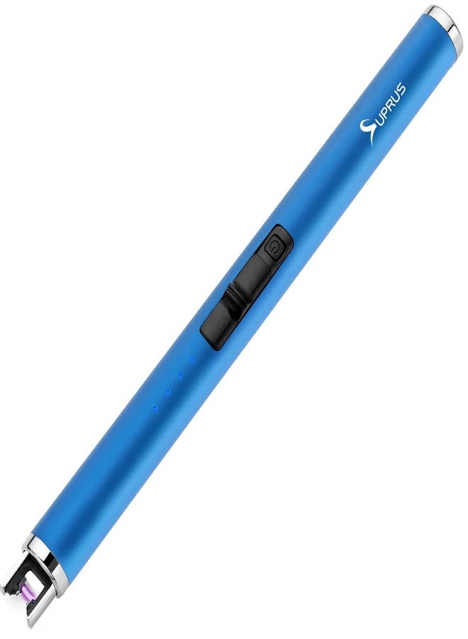 SUPRUS Fluorescent Lighter Glows in The Dark USB Lighter Rechargeable Windproof Pocket Size for Candle Cooking BBQ in Party (Blue) - Image 1