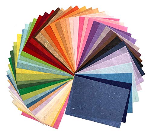 RATREE 888 50 Sheets Mixed Colors A4 Thin Natural Fiber Mulberry Paper Sheets Art Tissue Washi Paper Design Craft Art Origami Suppliers Card Making DIY Craft - Image 1