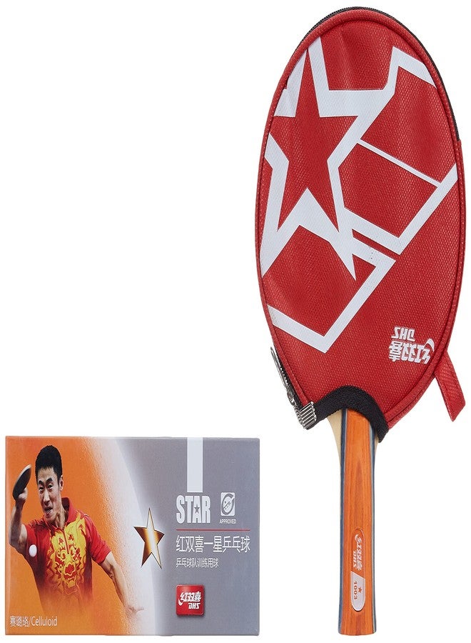 دي إتش أس مضرب تنس الطاولة A1003 DHS مع كرة تنس الطاولة DHS 40 مم نجمة واحدة برتقالية (علبة 80 قطعة) - Image 3