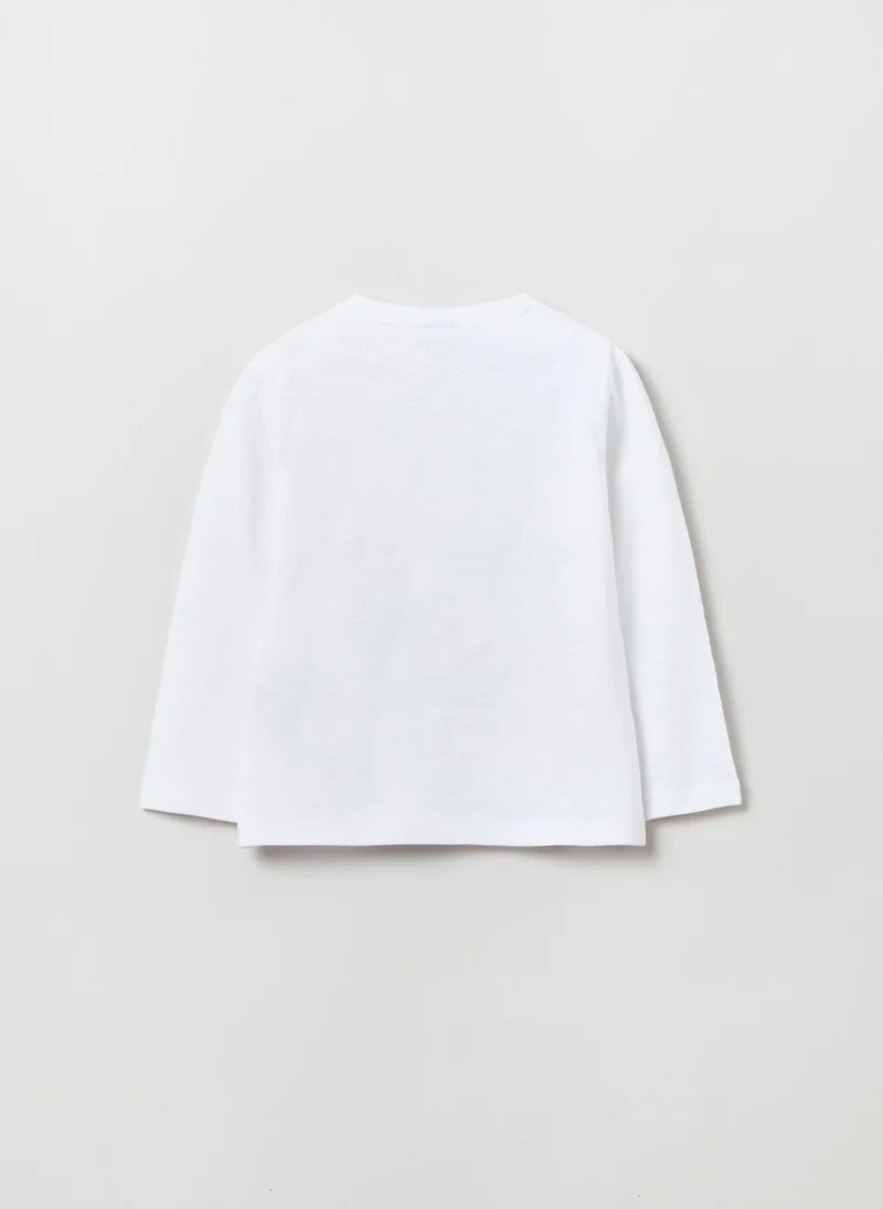 او في اس Long-Sleeved T-Shirt With Print