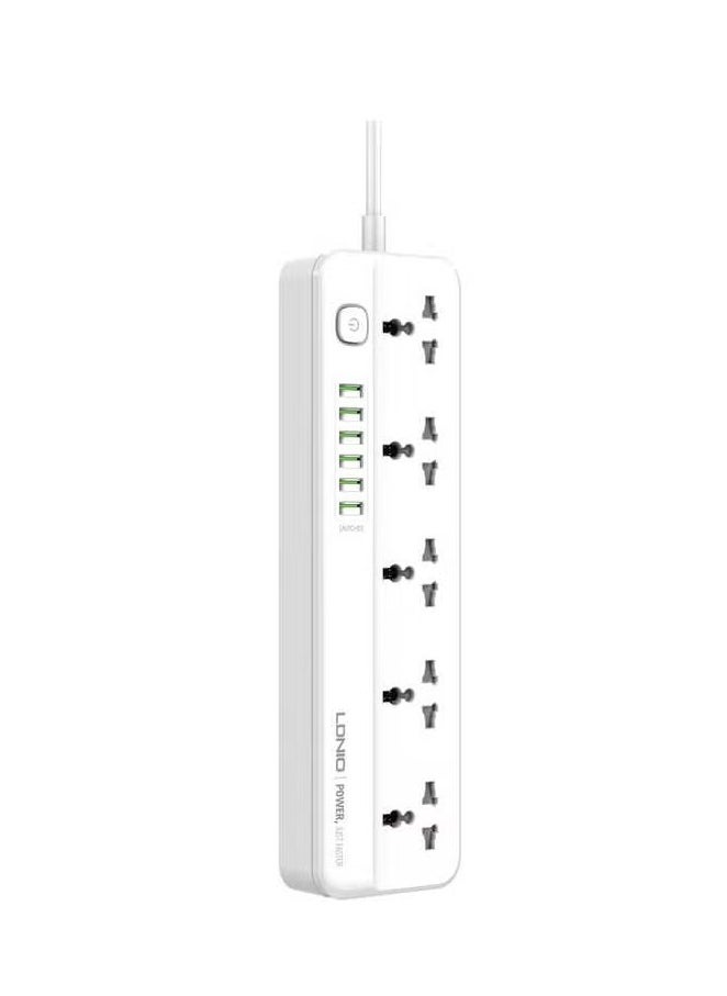 ELTRAZONE SC5614 Power Strip – 5 AC Outlets & 6 USB Charging Ports, 2m Long Extension Cord, Ideal for Home & Office Use, Surge Protection, Compact Design for Multiple Devices  - Image 1