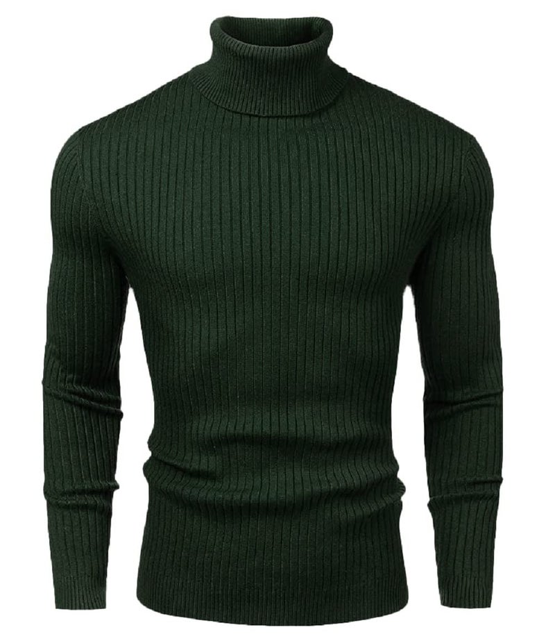 NORTHWIND Men's High Turtle Neck Cotton Slim Fit T-Shirt (N Olive, Small) - Image 1