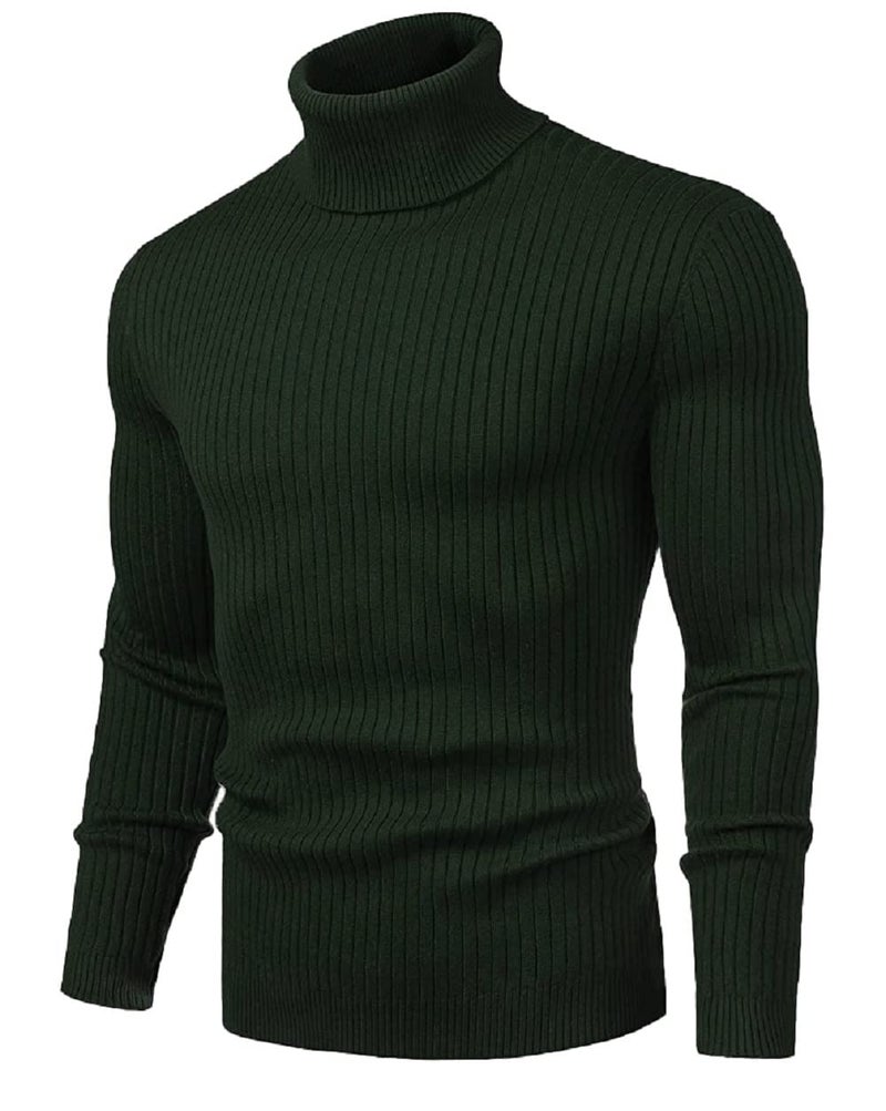 NORTHWIND Men's High Turtle Neck Cotton Slim Fit T-Shirt (N Olive, Small) - Image 2