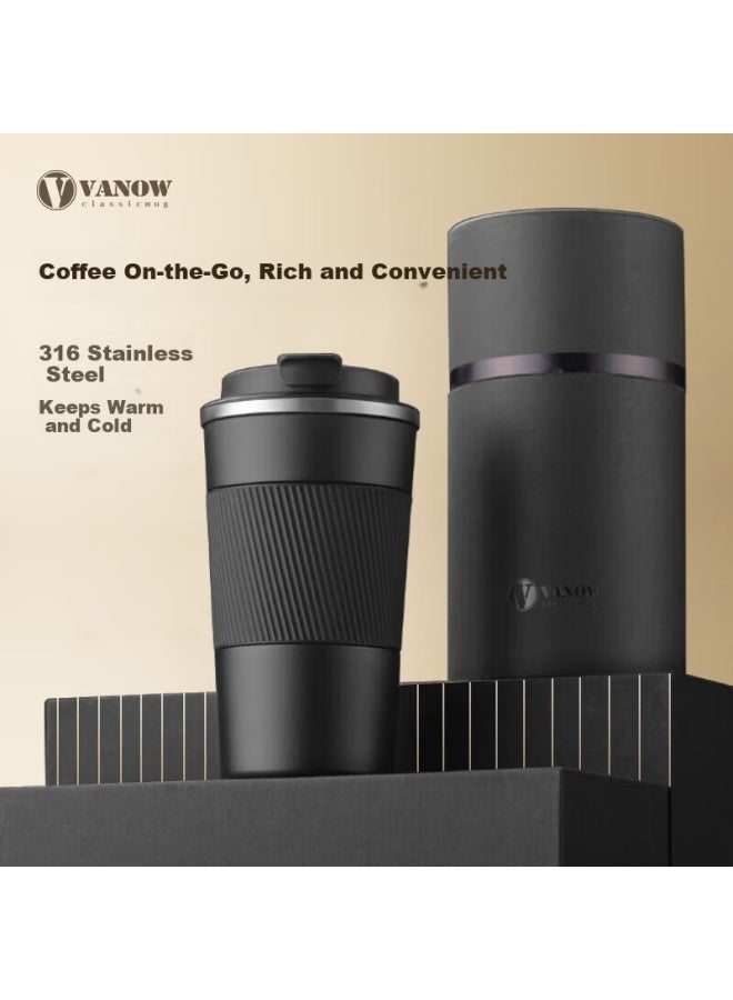 Vanow Insulated Portable Stainless Steel Coffee Mug For Men And Women, Office And Student Travel High-quality Water Bottle - Image 1