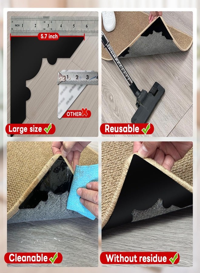 Tikfoam Rug Non Slip Grippers, Reusable Keep Rug Corner Down Tape Pads for Hardwood Floors, Strong Carpet Gripper for Area Rugs, No Damaging for Floor, 24Pcs - Image 3