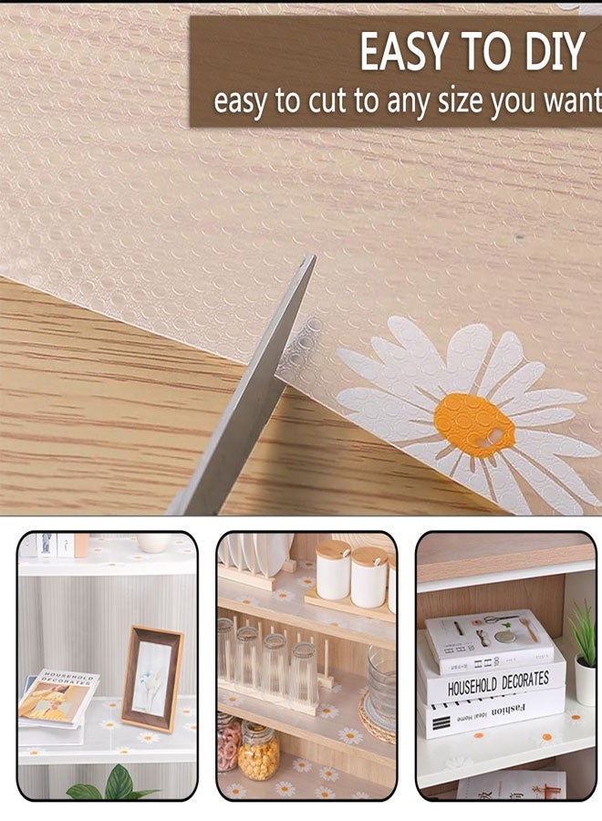 وهاواي Clear Shelf Liners, 45x150cm Waterproof Kitchen Drawer Mats, Non-Adhesive EVA Cupboard Protector, Cabinet Lining, Easy to Cut Refrigerator Liner(Daisy Pattern) - Image 4