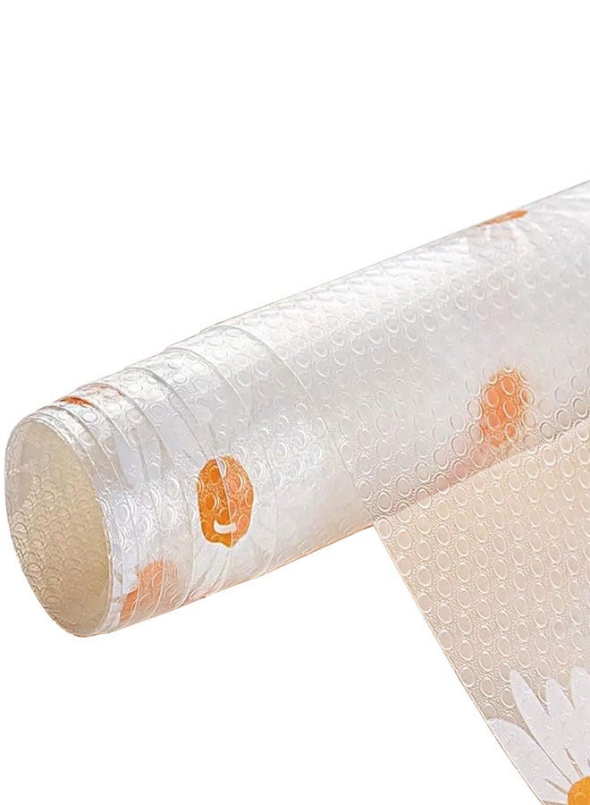 وهاواي Clear Shelf Liners, 45x150cm Waterproof Kitchen Drawer Mats, Non-Adhesive EVA Cupboard Protector, Cabinet Lining, Easy to Cut Refrigerator Liner(Daisy Pattern) - Image 1