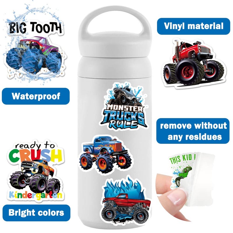 DULEFUN 100PCS Monster Truck Stickers, Truck Car Stickers for kids, Truck Stickers Waterproof for Water Bottles Skateboard Laptop Car Bike Suitcase, Monster Truck Gifts for Girls Boys Party Gifts, - Image 5