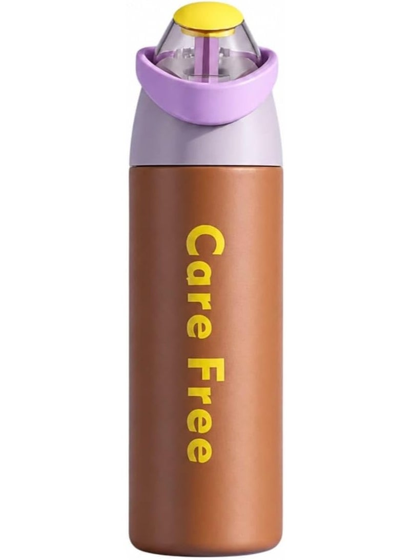 Carefree Water Bottle 700ml, 316 Stainless Steel Vacuum Insulated, Leakproof Straw Bottle, BPA Free, Hot & Cold Flask for School & Travel - Image 1