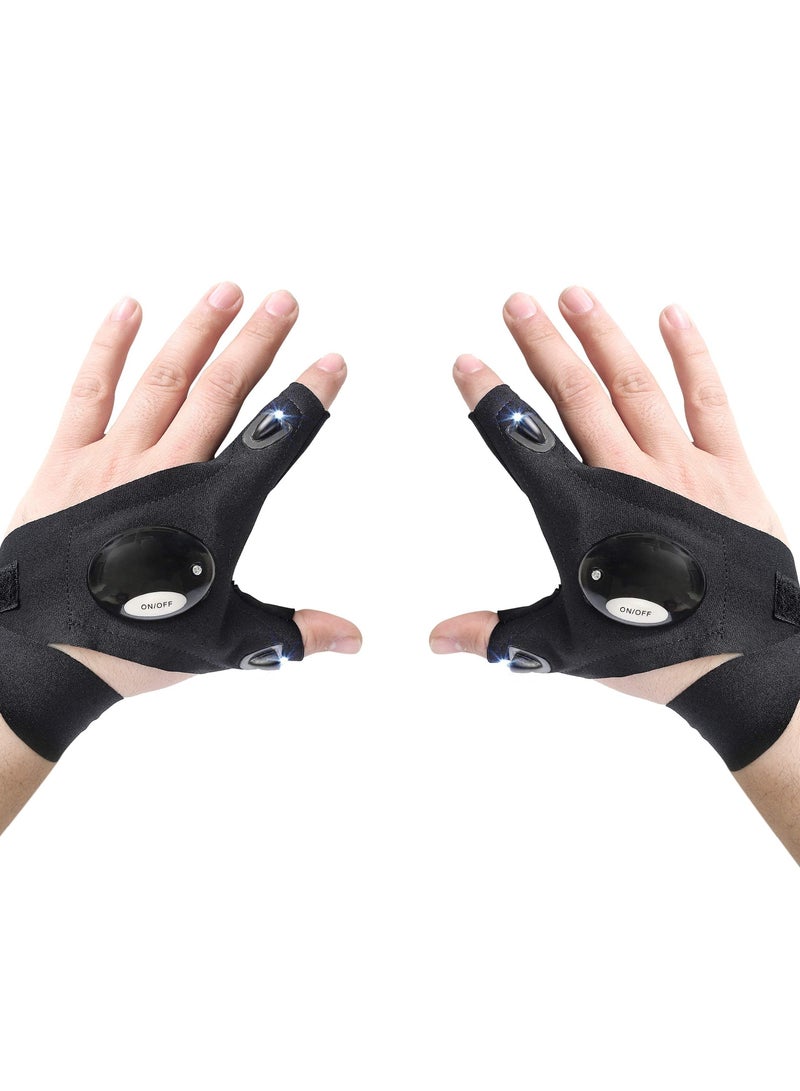 SYOSI Flashlight Gloves for Men Flexible LED Gloves for Working in Darkness and Night Reading Finger Light Gloves for Mechanic Work and Other Outdoor Activities  - Image 1