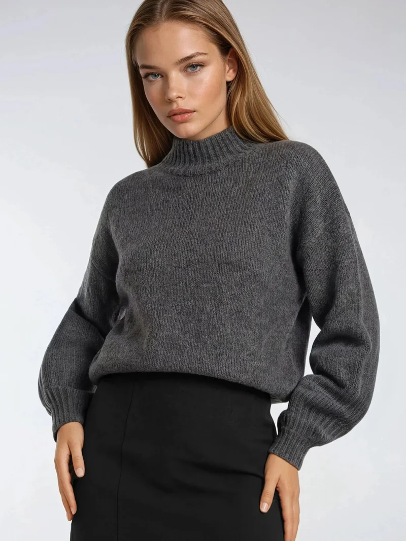 MixRay Mixray Relaxed Fit Crew Neck Thick Knit Sweater