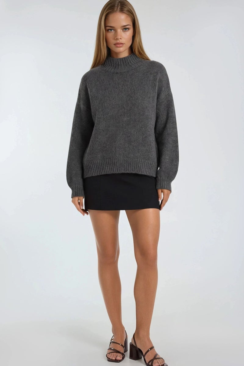 Mixray Relaxed Fit Crew Neck Thick Knit Sweater - Image 3