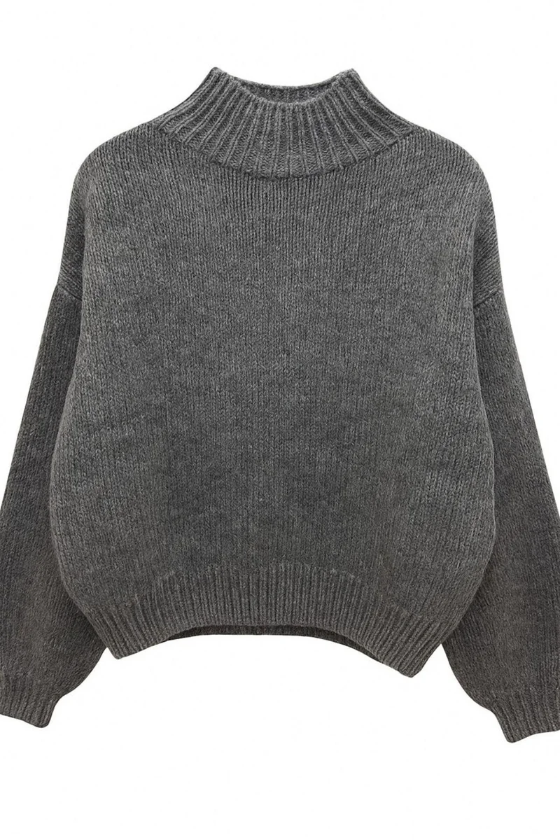 Mixray Mixray Relaxed Fit Crew Neck Thick Knit Sweater